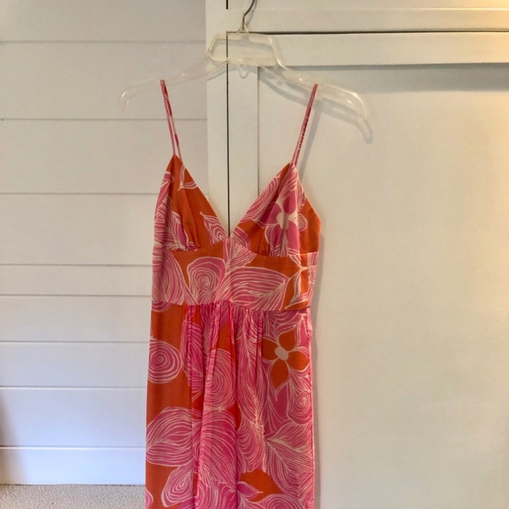 Trina Turk Pink + Orange silk/blend cocktail dress